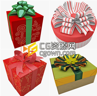 C4D模板 礼物包装盒 礼品收藏盒 3D模型 带贴图材质 多种文件格式
