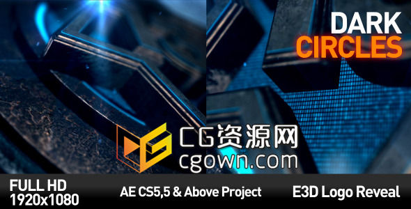 AE模板 三維金屬發(fā)光圓環(huán)標(biāo)志動畫電影片頭 E3D工程文件