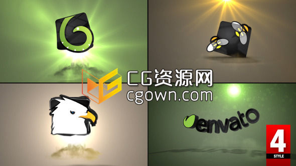 AE模板 E3Dv2工程文件 三維標(biāo)志擠壓變形帶彈性果凍展示4種動畫效果
