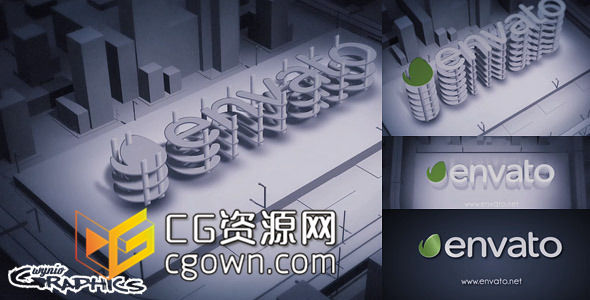 AE模板 城市街道建筑藍(lán)圖展示出標(biāo)志 用于房地產(chǎn)類公司企業(yè)片頭