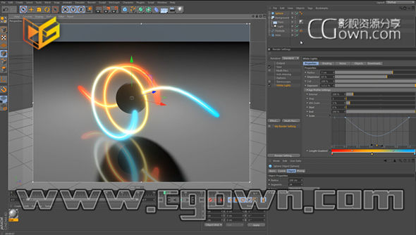 C4D插件中英双语汉化版 Tools4D White Lights 2.50 样条线流光灯光效果带教程