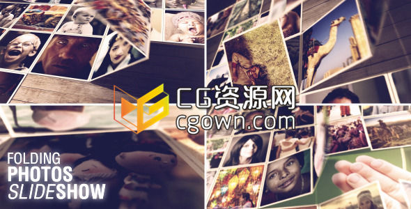 AE模板 折疊展示照片婚禮相冊(cè)紀(jì)念日相冊(cè)家庭生活照視頻