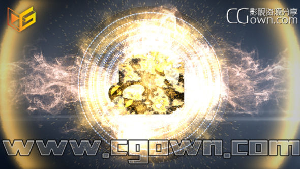 AE模板 能量金色粒子碰撞爆炸火焰燃燒煙霧沖擊出標(biāo)志片頭 免費(fèi)下載