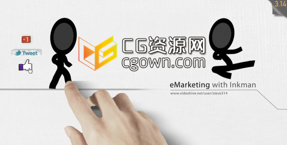 AE模板 互聯(lián)網(wǎng)電子商務(wù)網(wǎng)絡(luò)營銷宣傳視頻 卡通火柴人動畫