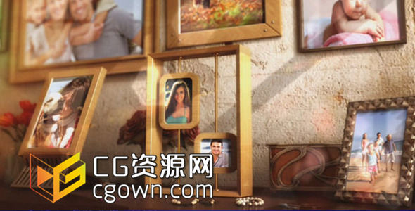 AE模板 幸福的家庭相冊視頻 圖片墻婚禮照片 紀(jì)念日相片視頻庫