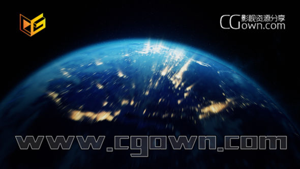 視頻素材 1080P全高清 地球俯沖星球穿越云層 世界放大空間