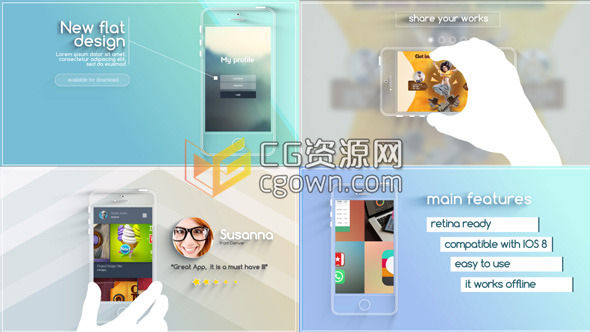 AE模板 線框繪畫iPhone商品展示APP信息圖片產(chǎn)品開發(fā)視頻宣傳