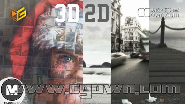 AE模板 二維與3D照片墻堆疊幻燈片 工程免費下載