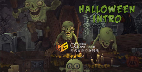 Halloween萬圣節(jié)主題開場視頻 喜劇惡魔恐懼恐怖神秘夜間 AE模板
