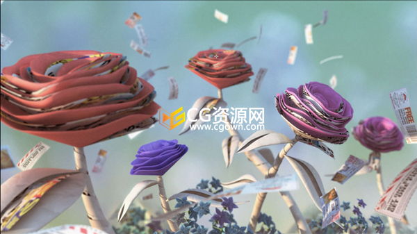 C4D与AE动画设计案例教程 纸张花朵场景材质片头包装动画渲染