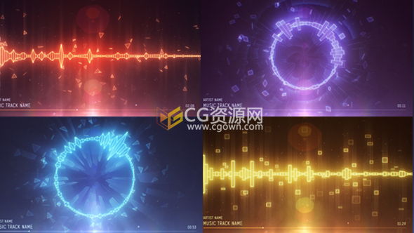 AE模板 根据音乐产生音频可视化频谱波形霓虹灯动画图形背景视频