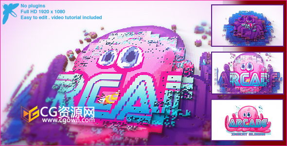 AE模板 像素大戰(zhàn)超級(jí)馬里奧標(biāo)志片頭工程企業(yè)視頻游戲宣傳開(kāi)場(chǎng) 免費(fèi)下載