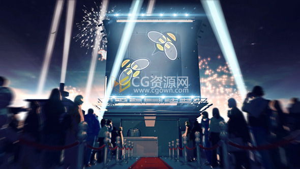 E3D片頭工程AE模板 史詩震撼三維光線射燈大屏幕電影標(biāo)志LOGO宣傳 免費下載