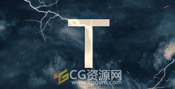 雷聲閃電云層三維標題動畫宣傳片頭AE模板 史詩電影3D預(yù)告視頻 免費下載