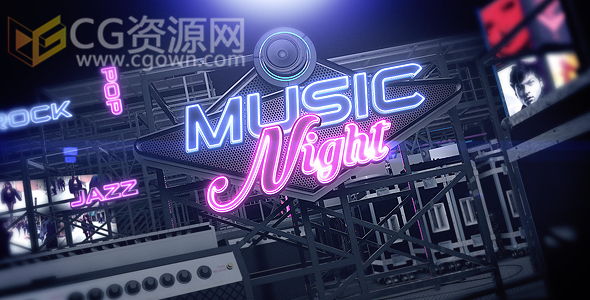 音樂節(jié)盛典宣傳片頭AE模板 夜總會搖滾歌手終極PK比賽片頭 免費下載