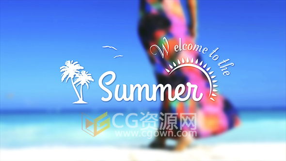 夏日海灘風(fēng)格標(biāo)題設(shè)計(jì)動(dòng)畫AE模板 旅游宣傳片橫幅標(biāo)語(yǔ)文字幕動(dòng)畫 免費(fèi)下載