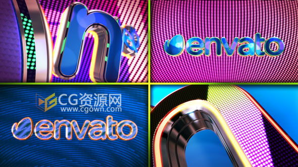 時尚娛樂三維標(biāo)志片 AE模板 E3D霓虹燈LED演繹LOGO欄目包裝動畫 免費下載