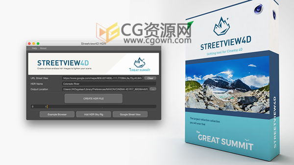 StreetView4D V1.1 C4D插件 直接谷歌街景制作HDR反射贴图工具 免费下载