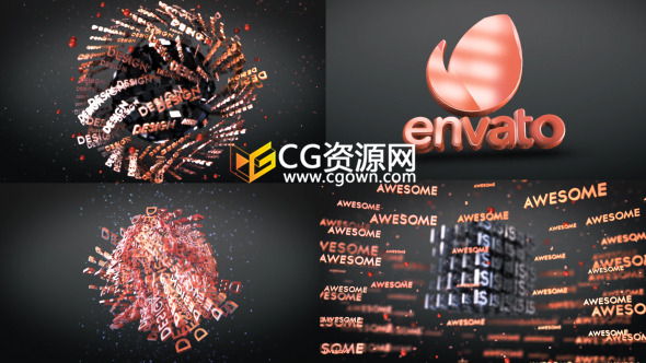3D文字形狀演繹標志片頭AE模板 E3D制作三維標題LOGO動畫 免費下載