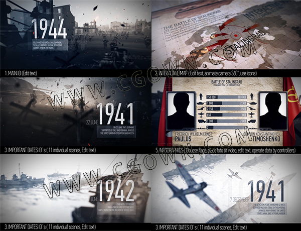 战争纪录片军队战斗剧片头历史新闻包装游戏介绍宣传视频 AE模板