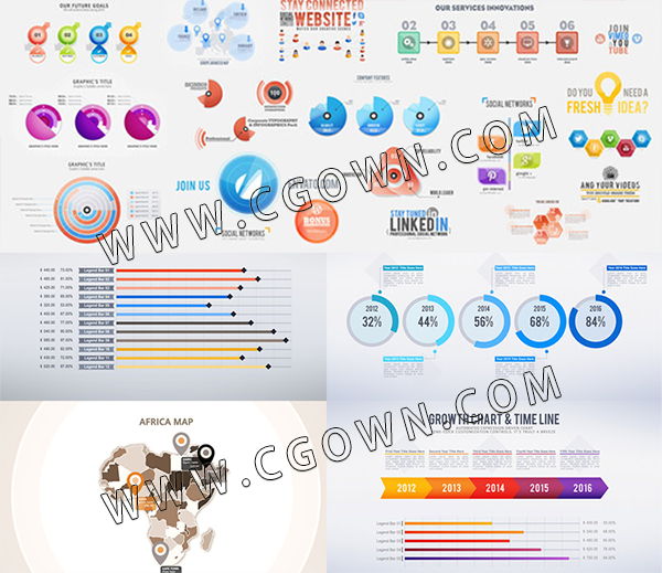 企业业务演示文字动画与动态信息图表元素统计包装宣传视频 AE模板