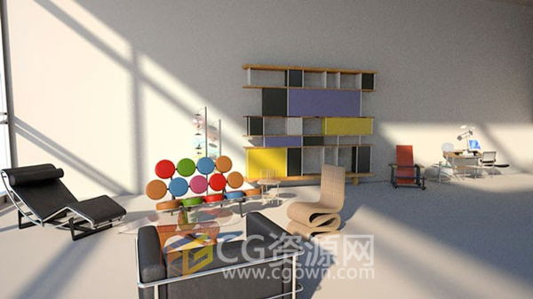 C4D室内模型预设 25种经典办公室家具座椅灯具 lib4d文件预设