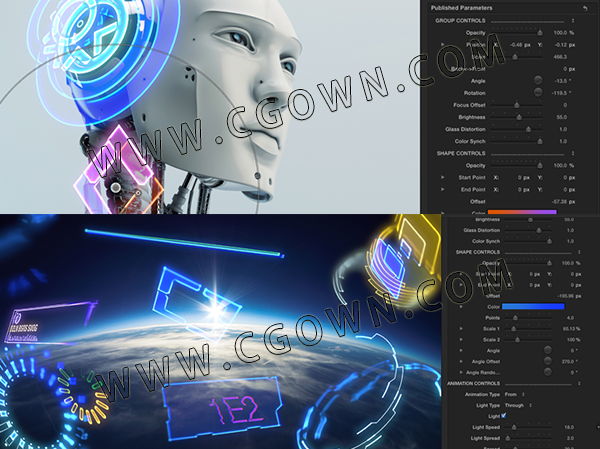 FCPX插件-2套高科技屏幕触控UI界面HUD元素动画预设FinalCutProX