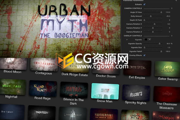 FCPX插件-30組預(yù)設(shè)恐怖驚悚懸疑電影預(yù)告片3D文字標(biāo)題字幕動(dòng)畫(huà)