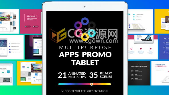 AE模板利用三维iPad平板推广介绍APP介绍时尚宣传商务动画工程