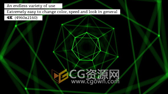 AE模板4K分辨率Plexus工程創(chuàng)意點連線光線VJ背景視頻工程