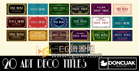 AE模板20件裝飾藝術(shù)作品文字標(biāo)題字幕動(dòng)畫工程