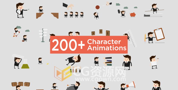 AE模板商務(wù)小卡通人物演講說(shuō)話跑步工作獲獎(jiǎng)推廣動(dòng)畫(huà)工程