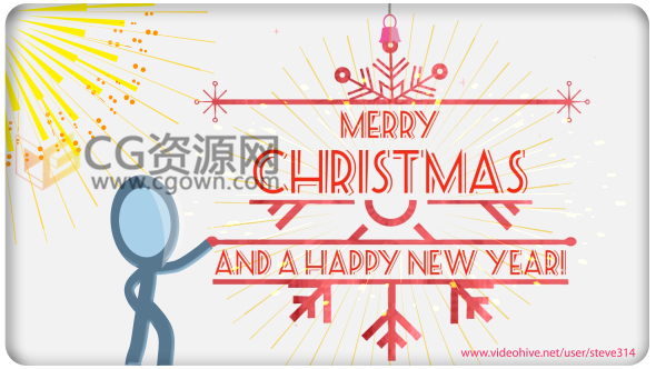 火柴人卡通圣誕節(jié)宣傳片頭祝福節(jié)日快樂視頻制作-AE模板下載