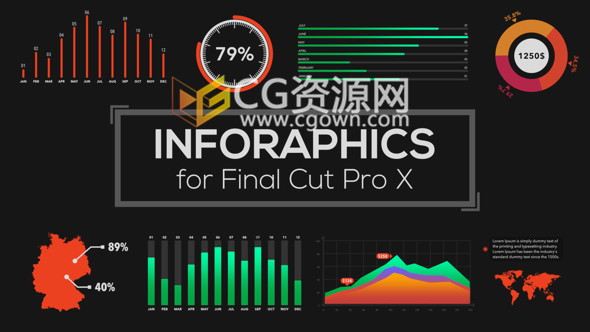 Infographics FCPX插件制作各种信息图表动画预设带详细视频教程