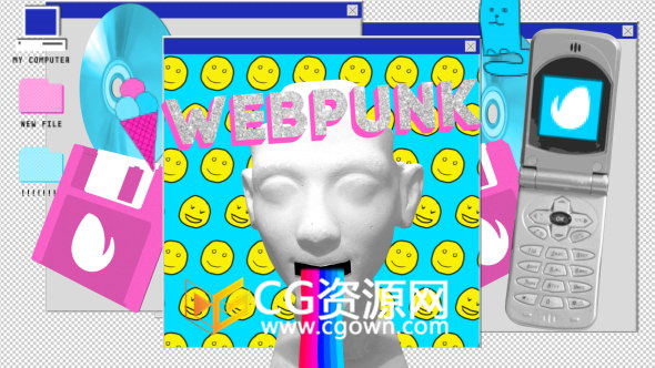 8bit朋克風(fēng)格毛刺特效網(wǎng)絡(luò)病毒視頻創(chuàng)意片頭-AE模板下載