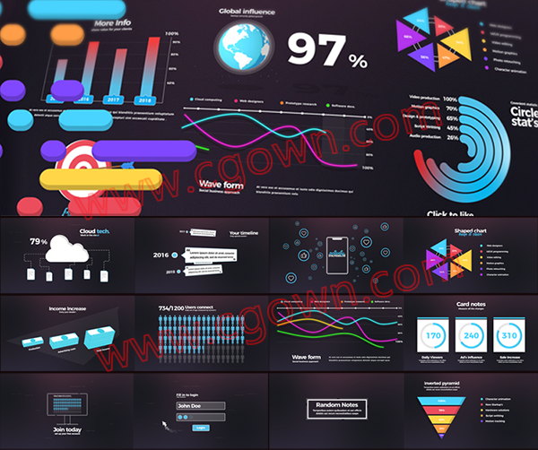 企业创意项目数据分析信息图表Infographics动画演示视频-AE模板