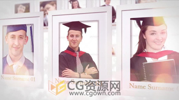 高中大学校学生毕业典礼照片相册幻灯片视频制作-AE模板下载