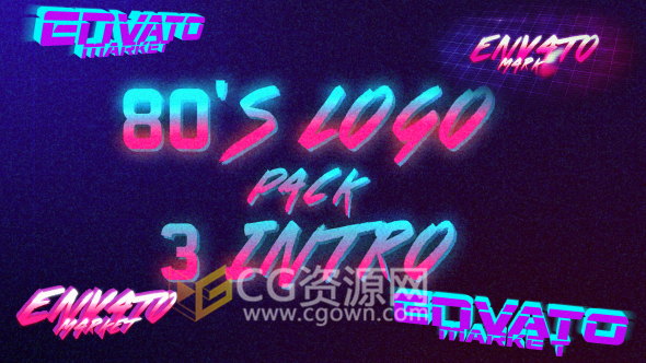 80年代复古信号干扰故障损坏游戏标题LOGO动画效果-下载AE模板