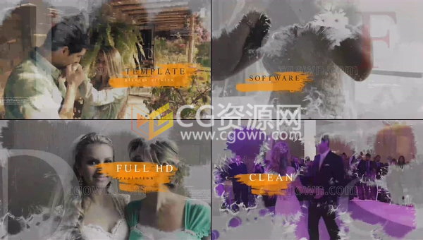 水墨滴落遮罩動(dòng)畫浪漫婚禮開幕錄像視頻包裝制作-AE模板下載