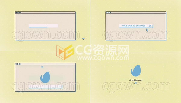 卡通風(fēng)格搜索窗口社交媒體LOGO動(dòng)畫MG片頭-AE模板下載