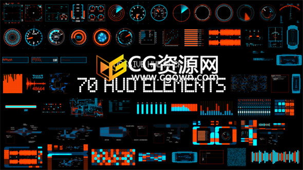 HUD高科技數(shù)字元素動畫雷達掃描儀飛船儀表指頭顯示-AE模板下載