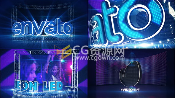 LED三維舞臺(tái)霓虹燈屏幕燈光標(biāo)志片頭E3D制作-AE模板工程