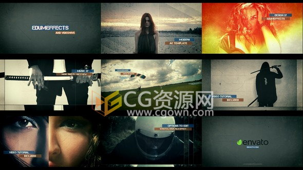 復(fù)古故障電影預(yù)告動(dòng)作片現(xiàn)代娛樂(lè)宣傳視頻效果制作-AE模板工程