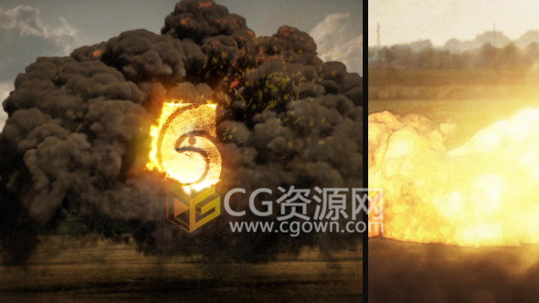 巨大核武器核導(dǎo)彈爆炸火焰煙霧沖擊波動(dòng)畫(huà)演繹LOGO片頭-AE模板工程