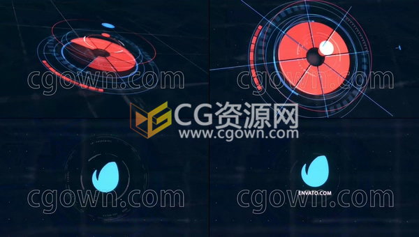 HUD高科技感全息图形动画演绎LOGO片头视频制作-AE模板工程