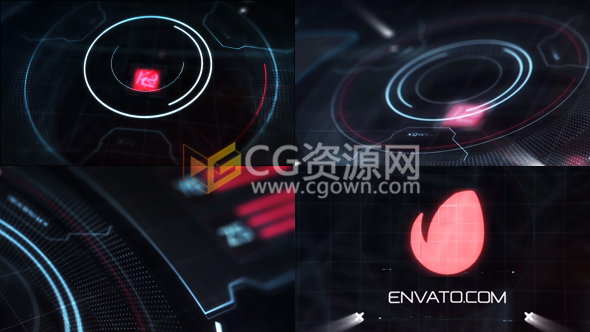 高科技LOGO動畫HUD全息圖科幻效果制作工程-AE模板下載