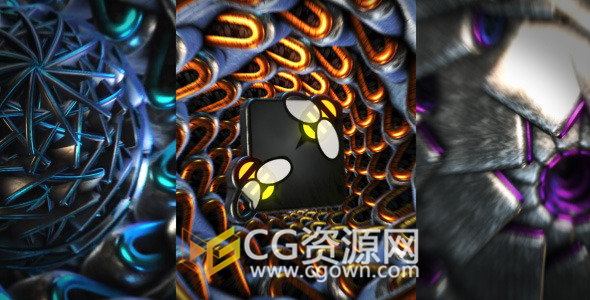 抽象三維迷幻金屬圖形動畫演繹LOGO片頭E3D工程-AE模板下載