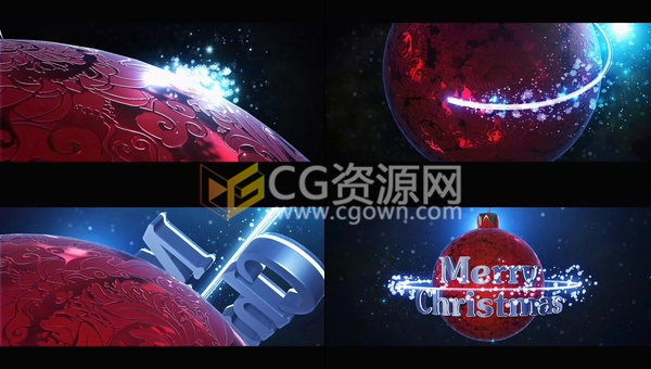 E3D制作三維圣誕節(jié)元素球旋轉(zhuǎn)動(dòng)畫包裝視頻片頭效果-AE模板下載