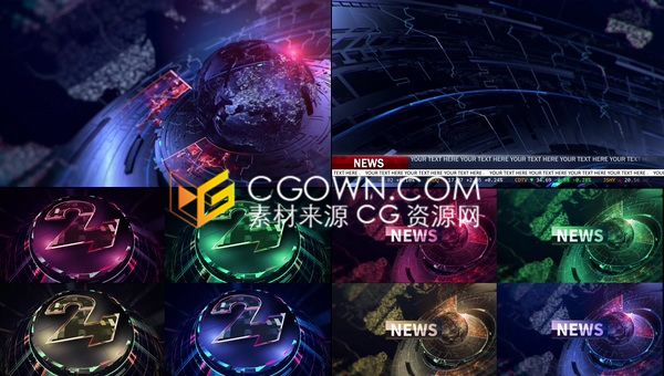 电视News包装制作工程片头经济新闻体育天气多屏幕广播-AE模板下载