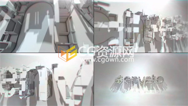 E3d制作三维建筑标志线条搭建筑挤压蓝图logo动画 Ae模板下载 Cg资源网